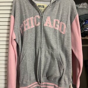 Gray and Pink Chicago ZipUp Hoodie